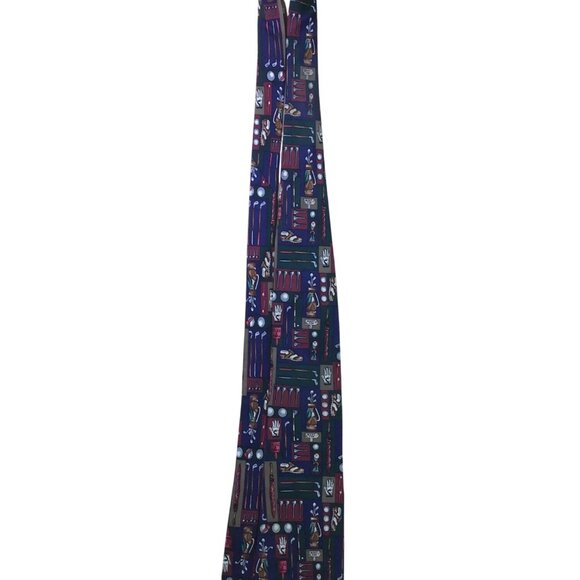 Alynn Mens Multi Golf Pattern Silk Necktie Creative American Design Made In USA - Picture 5 of 8